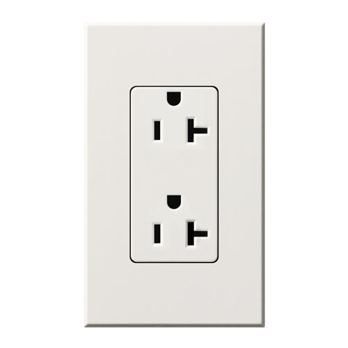 Lutron NTR-20-WH Nova T Receptacles 20A 125V in White, Matte Finish