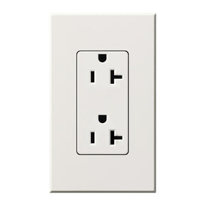 Lutron NTR-20-WH Nova T Receptacles 20A 125V in White, Matte Finish