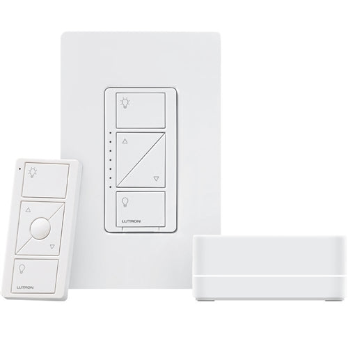Lutron P-BDGPRO-PKG1W Caseta Smart Bridge Pro Control Interface and Caseta Wireless Starter Kit (Pico Controller + In-Wall Dimmer + Faceplate) in White