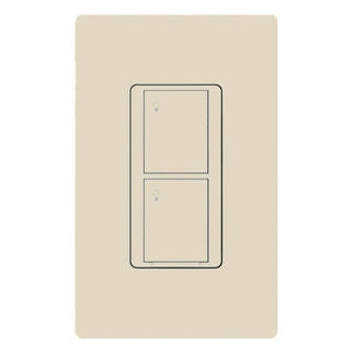 Lutron PD-5S-DV-LA 5A 2-button RF Switch, 5A Lighting/ 3A Fan (1/10 HP Motor, 120 V only), Light Almond