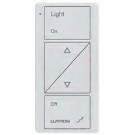 Lutron PJ-2BRL-GWH-T01 Pico Wireless Control, 434 Mhz, 2-Button with Raise/Lower and Text Engraving in White
