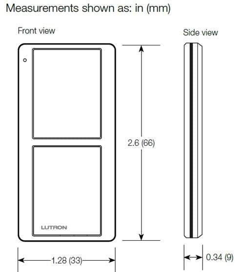 Lutron PJ2-2B-GBL-P01 Pico 2-Button Scene Keypad, Family Room Marking Codes, in Black