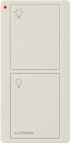 Lutron PJ2-2B-GLA-L01 Pico Wireless Control with indicator LED, 434 Mhz, 2-Button with Icon Engraving in Light Almond