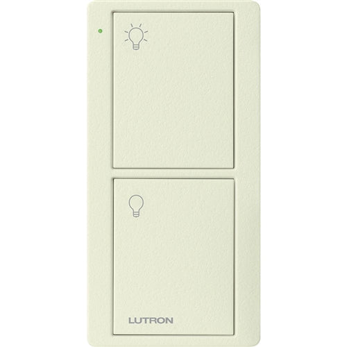 Lutron PJ2-2B-TBI-L01 Pico Wireless Control with indicator LED, 434 Mhz, 2-Button with Icon Engraving in Biscuit, Satin Color