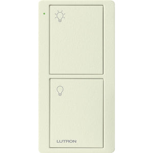 Lutron PJ2-2B-TBI-L01 Pico Wireless Control with indicator LED, 434 Mhz, 2-Button with Icon Engraving in Biscuit, Satin Color