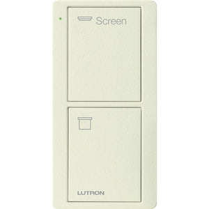 Lutron PJ2-2B-TBI-S08 Pico Wireless Control with indicator LED, 434 Mhz, 2-Button with Screen Icon Engraving in Biscuit, Satin Color