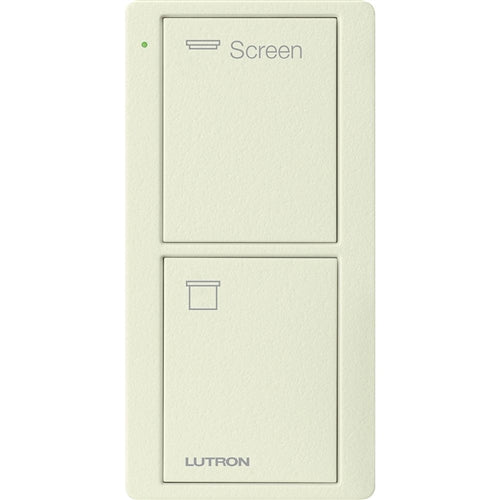 Lutron PJ2-2B-TBI-S08 Pico Wireless Control with indicator LED, 434 Mhz, 2-Button with Screen Icon Engraving in Biscuit, Satin Color