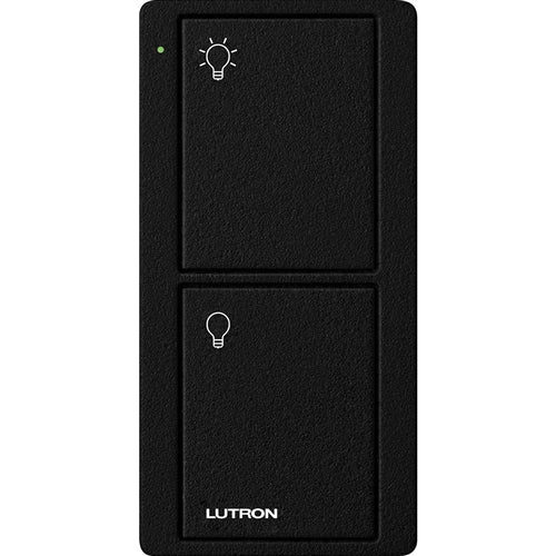 Lutron PJ2-2B-TMN-L01 Pico Wireless Control with indicator LED, 434 Mhz, 2-Button with Icon Engraving in Black, Satin Color