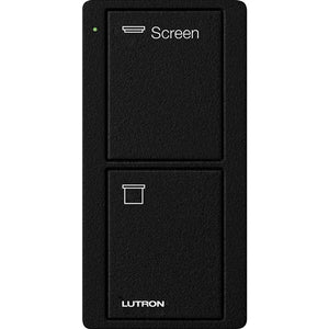 Lutron PJ2-2B-TMN-S08 Pico Wireless Control with indicator LED, 434 Mhz, 2-Button with Screen Icon Engraving in Black, Satin Color