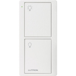 Lutron PJ2-2B-TSW-L01 Pico Wireless Control with indicator LED, 434 Mhz, 2-Button with Icon Engraving in White, Satin Color