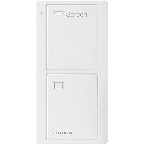 Lutron PJ2-2B-TSW-S08 Pico Wireless Control with indicator LED, 434 Mhz, 2-Button with Screen Icon Engraving in White, Satin Color