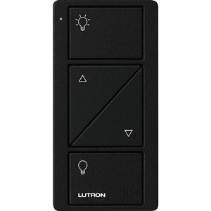 Lutron PJ2-2BRL-TMN-L01 Pico Wireless Control with indicator LED, 434 Mhz, 2-Button with Raise/Lower and Icon Engraving in Black, Satin Color
