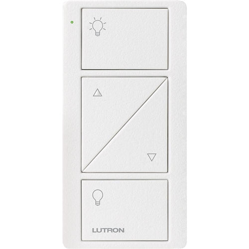 Lutron PJ2-2BRL-TSW-S01 Pico Wireless Control with indicator LED, 434 Mhz, 2-Button with Raise/Lower and Shade Icon Engraving in White, Satin Color