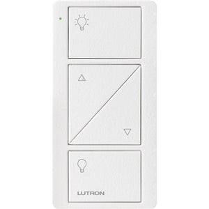 Lutron PJ2-2BRL-TSW-S01 Pico Wireless Control with indicator LED, 434 Mhz, 2-Button with Raise/Lower and Shade Icon Engraving in White, Satin Color