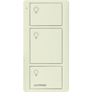 Lutron PJ2-3B-TBI-L01 Pico Wireless Control with indicator LED, 434 Mhz, 3-Button with Icon Engraving in Biscuit, Satin Color
