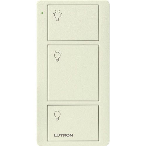 Lutron PJ2-3B-TBI-L01 Pico Wireless Control with indicator LED, 434 Mhz, 3-Button with Icon Engraving in Biscuit, Satin Color