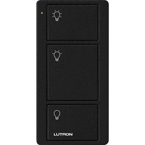 Lutron PJ2-3B-TMN-L01 Pico Wireless Control with indicator LED, 434 Mhz, 3-Button with Icon Engraving in Black, Satin Color