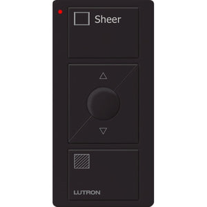 Lutron PJ2-3BRL-GBL-S04 Pico Wireless Control with indicator LED, 434 Mhz, 3-Button with Raise/Lower and Sheer Text Engraving in Black