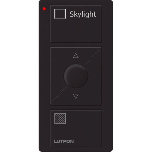 Lutron PJ2-3BRL-GBL-S06 Pico Wireless Control with indicator LED, 434 Mhz, 3-Button with Raise/Lower and Skylight Text Engraving in Black