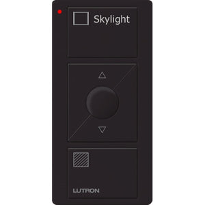 Lutron PJ2-3BRL-GBL-S06 Pico Wireless Control with indicator LED, 434 Mhz, 3-Button with Raise/Lower and Skylight Text Engraving in Black