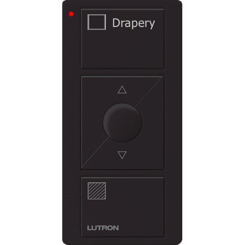 Lutron PJ2-3BRL-GBL-S07 Pico Wireless Control with indicator LED, 434 Mhz, 3-Button with Raise/Lower and Drapery Text Engraving in Black