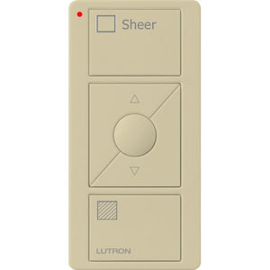 Lutron PJ2-3BRL-GIV-S04 Pico Wireless Control with indicator LED, 434 Mhz, 3-Button with Raise/Lower and Sheer Text Engraving in Ivory