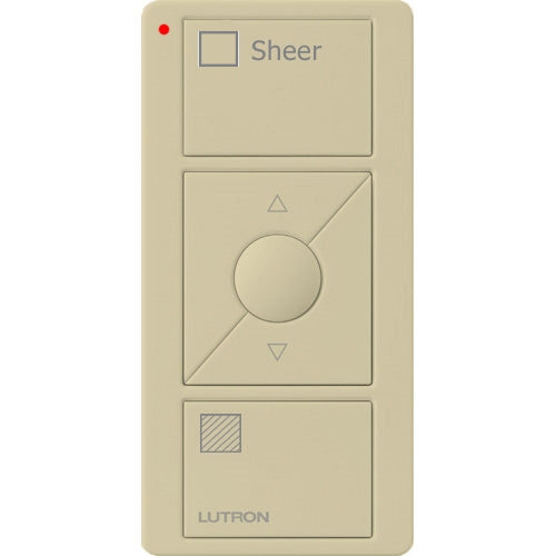 Lutron PJ2-3BRL-GIV-S04 Pico Wireless Control with indicator LED, 434 Mhz, 3-Button with Raise/Lower and Sheer Text Engraving in Ivory