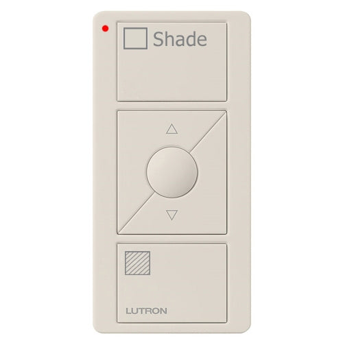 Lutron PJ2-3BRL-GLA-S02 Pico Wireless Control with indicator LED, 434 Mhz, 3-Button with Raise/Lower and Shade Text Engraving in Light Almond