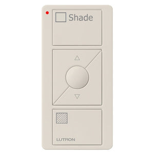 Lutron PJ2-3BRL-GLA-S02 Pico Wireless Control with indicator LED, 434 Mhz, 3-Button with Raise/Lower and Shade Text Engraving in Light Almond