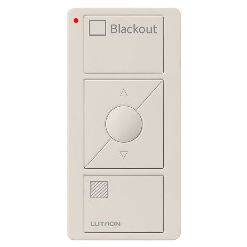 Lutron PJ2-3BRL-GLA-S03 Pico Wireless Control with indicator LED, 434 Mhz, 3-Button with Raise/Lower and Blackout Text Engraving in Light Almond