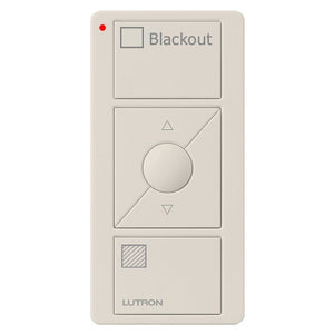 Lutron PJ2-3BRL-GLA-S03 Pico Wireless Control with indicator LED, 434 Mhz, 3-Button with Raise/Lower and Blackout Text Engraving in Light Almond
