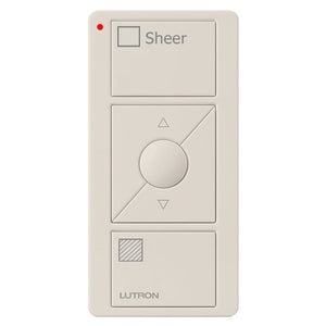 Lutron PJ2-3BRL-GLA-S04 Pico Wireless Control with indicator LED, 434 Mhz, 3-Button with Raise/Lower and Sheer Text Engraving in Light Almond