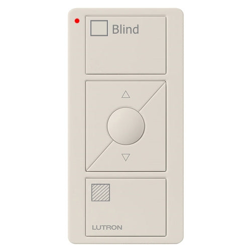 Lutron PJ2-3BRL-GLA-S05 Pico Wireless Control with indicator LED, 434 Mhz, 3-Button with Raise/Lower and Blind Text Engraving in Light Almond
