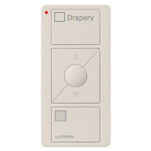 Lutron PJ2-3BRL-GLA-S07 Pico Wireless Control with indicator LED, 434 Mhz, 3-Button with Raise/Lower and Drapery Text Engraving in Light Almond
