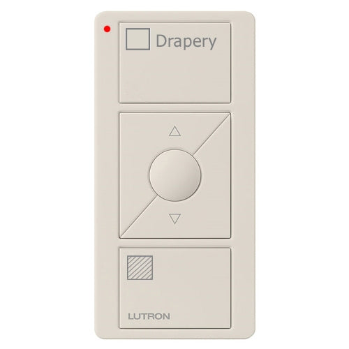 Lutron PJ2-3BRL-GLA-S07 Pico Wireless Control with indicator LED, 434 Mhz, 3-Button with Raise/Lower and Drapery Text Engraving in Light Almond
