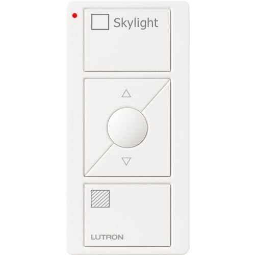 Lutron PJ2-3BRL-GWH-S06 Pico Wireless Control with indicator LED, 434 Mhz, 3-Button with Raise/Lower and Skylight Text Engraving in White