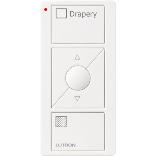 Lutron PJ2-3BRL-GWH-S07 Pico Wireless Control with indicator LED, 434 Mhz, 3-Button with Raise/Lower and Drapery Text Engraving in White