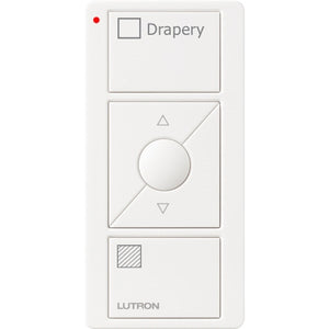 Lutron PJ2-3BRL-GWH-S07 Pico Wireless Control with indicator LED, 434 Mhz, 3-Button with Raise/Lower and Drapery Text Engraving in White