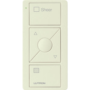 Lutron PJ2-3BRL-TBI-S04 Pico Wireless Control with indicator LED, 434 Mhz, 3-Button with Raise/Lower and Sheer Text Engraving in Biscuit, Satin Color