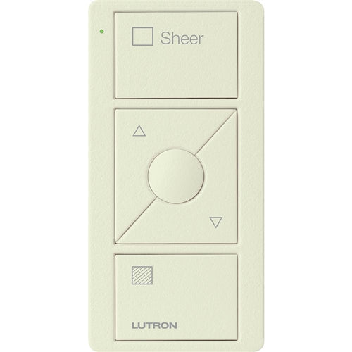 Lutron PJ2-3BRL-TBI-S04 Pico Wireless Control with indicator LED, 434 Mhz, 3-Button with Raise/Lower and Sheer Text Engraving in Biscuit, Satin Color