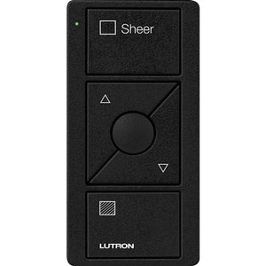 Lutron PJ2-3BRL-TMN-S04 Pico Wireless Control with indicator LED, 434 Mhz, 3-Button with Raise/Lower and Sheer Text Engraving in Black, Satin Color