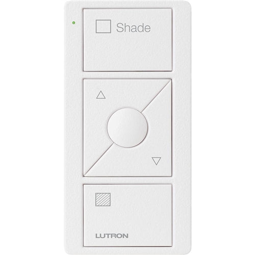Lutron PJ2-3BRL-TSW-S02 Pico Wireless Control with indicator LED, 434 Mhz, 3-Button with Raise/Lower and Shade Text Engraving in White, Satin Color