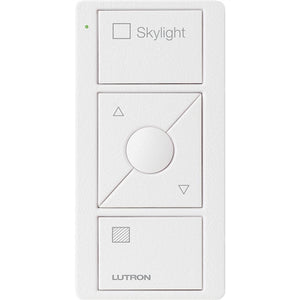 Lutron PJ2-3BRL-TSW-S06 Pico Wireless Control with indicator LED, 434 Mhz, 3-Button with Raise/Lower and Skylight Text Engraving in White, Satin Color