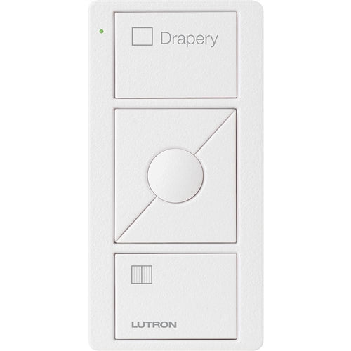 Lutron PJ2-3BRL-TSW-S07 Pico Wireless Control with indicator LED, 434 Mhz, 3-Button with Raise/Lower and Drapery Text Engraving in White, Satin Color
