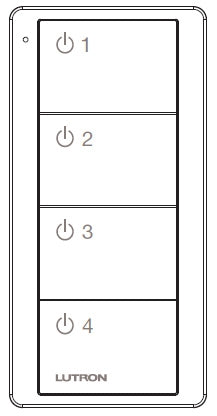 Lutron PJ2-4B-GWH-L41 Pico Wireless Control with indicator LED, RF signal, 4-Button 4-Group Toggle with Light Icon Engraving in White