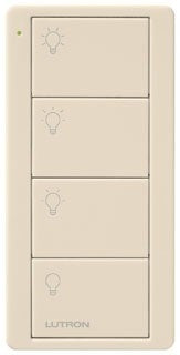 Lutron PJ2-4B-LA-L31P Pico PRO 4-Button Wireless Remote, 3 Scene Control, in Light Almond