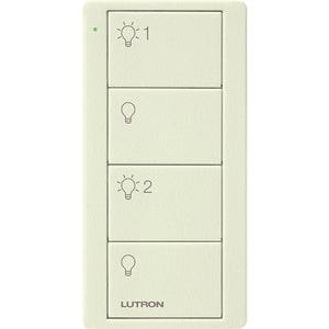 Lutron PJ2-4B-TBI-L21 Pico Wireless Control with indicator LED, RF signal, 4-Button 2-Group Control with Light Icon Engraving in Biscuit, Satin Color
