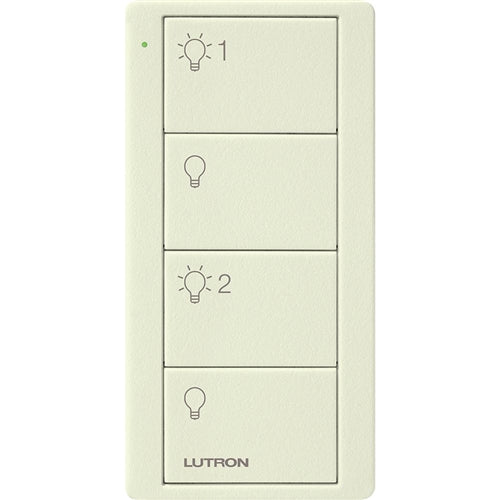Lutron PJ2-4B-TBI-L31 Pico Wireless Control with indicator LED, RF signal, 4-Button Scene Control with Light Icon Engraving in Biscuit, Satin Color