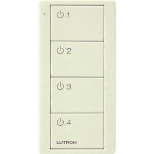 Lutron PJ2-4B-TBI-L41 Pico Wireless Control with indicator LED, RF signal, 4-Button 4-Group Toggle with Light Icon Engraving in Biscuit, Satin Color