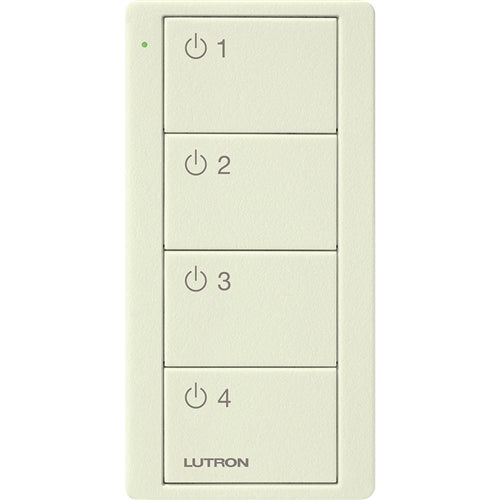 Lutron PJ2-4B-TBI-L41 Pico Wireless Control with indicator LED, RF signal, 4-Button 4-Group Toggle with Light Icon Engraving in Biscuit, Satin Color
